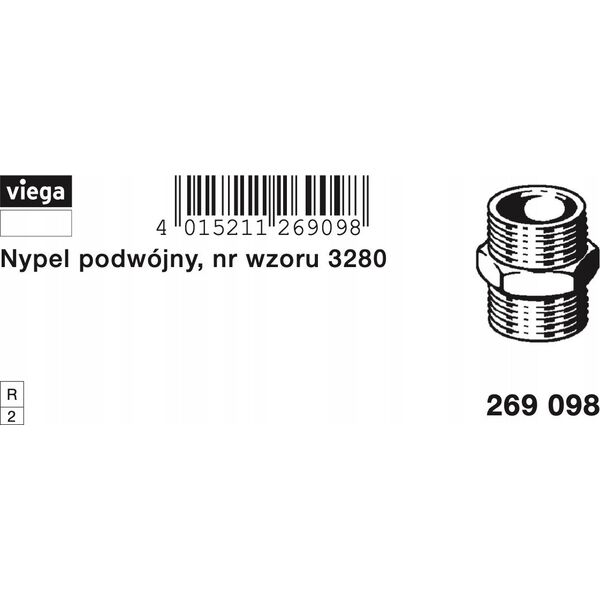 Viega 269098 double nipple model 3280 gunmetal blank 2 inches
