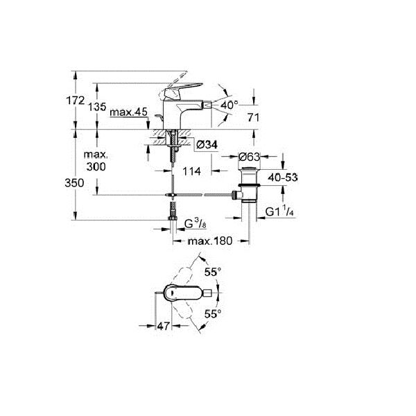 Bateria bidetowa Grohe Eurosmart Cosmopolitan stojąca chrom (32839000)