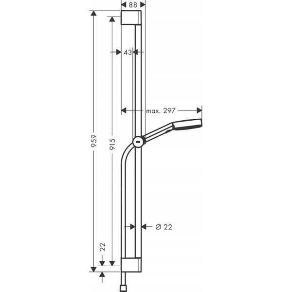 Zestaw prysznicowy Hansgrohe Zestaw prysznicowy 105 3jet Relaxation z drążkiem 90 cm, chrom