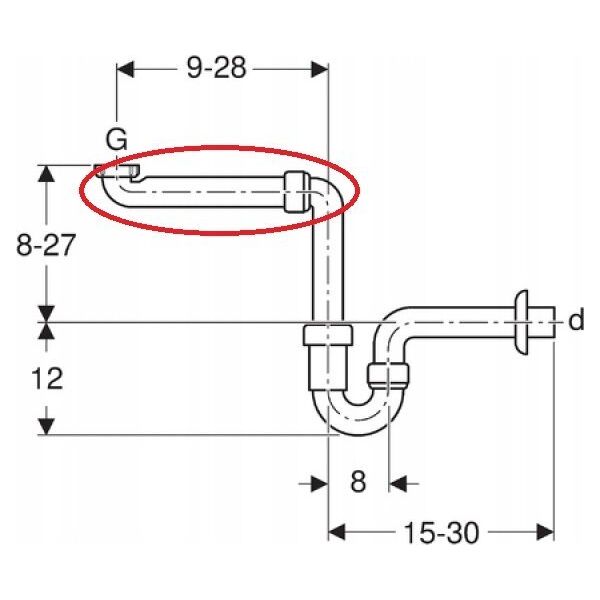 Geberit space-saving siphon 11/2" x 40 mm 151.107.11.1