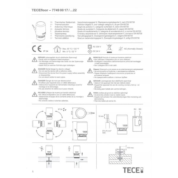 TECEfloor SLQ actuator TA 2.0, 7749, version: 230 V