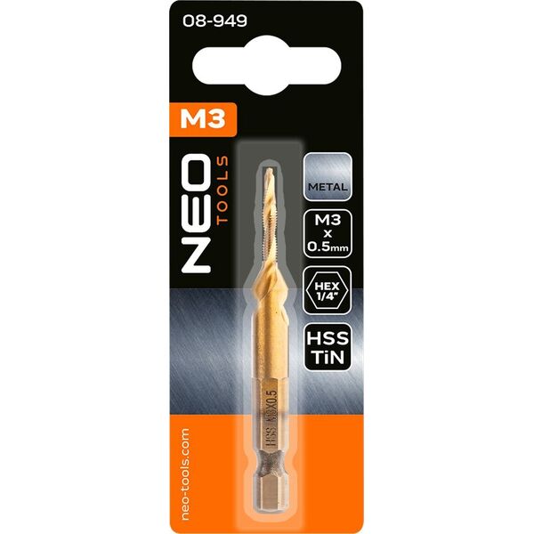 Wiertło gwintujące HSS TiN, M3x0,5 mm, Hex