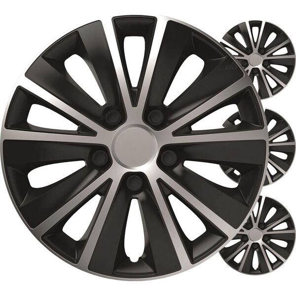Kołpaki samochodowe 4szt. komplet rapide czarno srebrne 14" cali color box