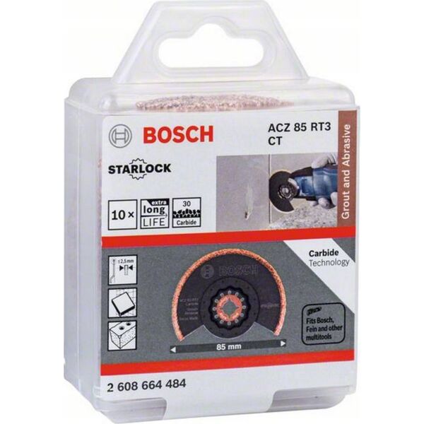 Bosch Bosch segment saw blade ACZ 85 RT3 Grout + Abrasive, 85mm (10 pieces, Carbide-RIFF)