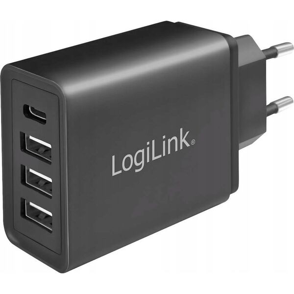 LogiLink PA0221  adapter gniazda USB (3 x USB-A, 1 x USB-C) 27 W do smartfonów/tabletów/e-booków itp.  zabezpieczenie przed przeciążeniem, przegrza