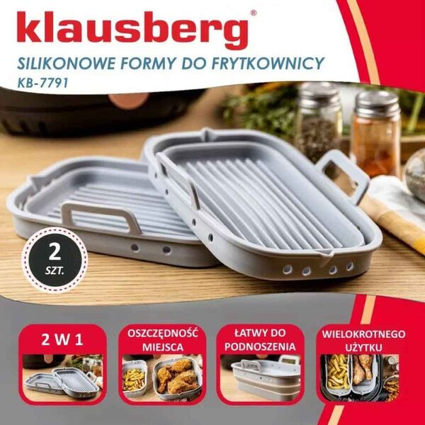 Wkłady silikonowe do frytkownicy 14x20 zestaw 2 sztuki forma do pieczenia Klausberg KB 7791