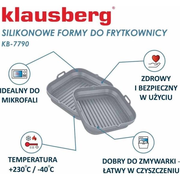 Wkłady silikonowe do frytkownicy 20 cm zestaw 2 sztuki forma do pieczenia okrągła Klausberg KB 7789