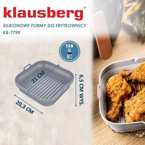 Wkłady silikonowe do frytkownicy 20 cm zestaw 2 sztuki forma do pieczenia okrągła Klausberg KB 7789
