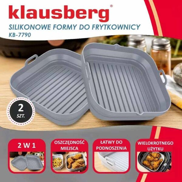 Wkłady silikonowe do frytkownicy 21x21 zestaw 2 sztuki forma do pieczenia Klausberg KB 7790
