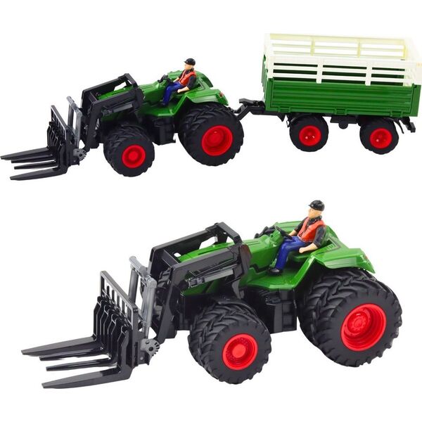 Traktor Rolniczy Z Przyczepą i Widłami Podwójne Koła Zdalnie Sterowany RC LEAN Toys