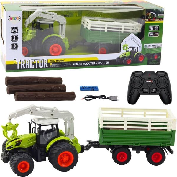 Traktor Rolniczy Z Przyczepą I Chwytakiem Zdalnie Sterowany RC 2.4G LEAN Toys
