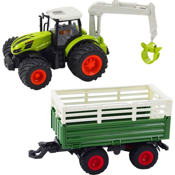 Traktor Rolniczy Z Przyczepą I Chwytakiem Zdalnie Sterowany RC 2.4G LEAN Toys