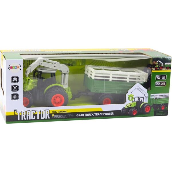 Traktor Rolniczy Z Przyczepą I Chwytakiem Zdalnie Sterowany RC 2.4G LEAN Toys