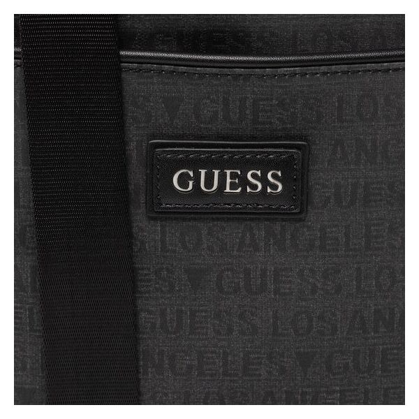 Guess, Dan, Flat Top Zip, Textile Crossbody Bag, Grey, 19 x 23 x 2.5 cm, For Men For Men