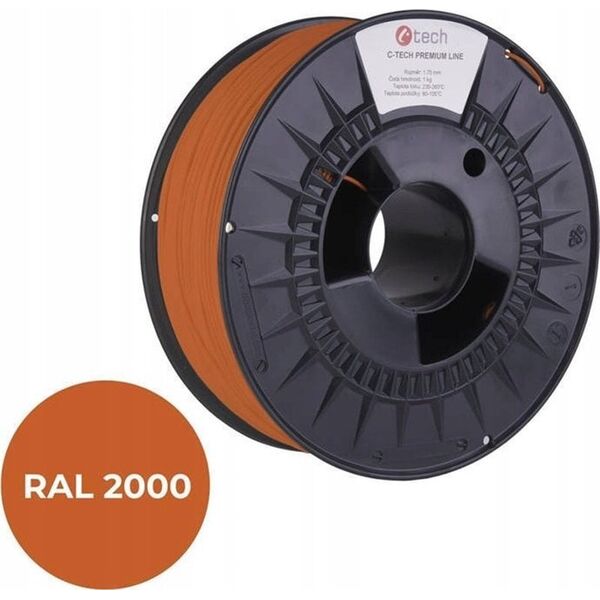 C-Tech Filament 3D C-TECH PREMIUM LINE PLA RAL2000 1,75mm 1kg Yellow orange