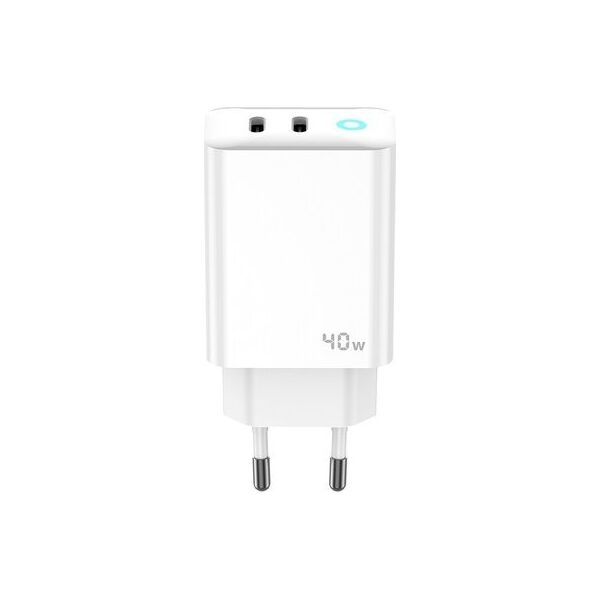 Ładowarka Jellico JELLICO ładowarka sieciowa EU19 GaN PD 40W 2xUSB-C Biały   Kabel 2x USB - C