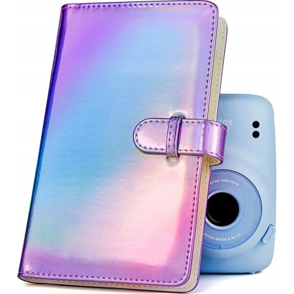 Pokrowiec LoveInstant Futerał Etui Pokrowiec Do Fujifilm Instax Mini 12 + Album Na 96 Zdjęć / Fioletowy Błysk