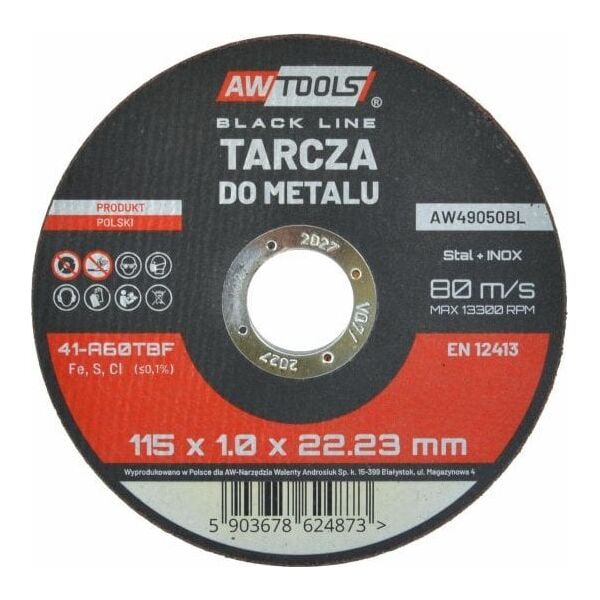 AWTools AW TARCZA DO METALU  115*1,0mm BLACK LINE