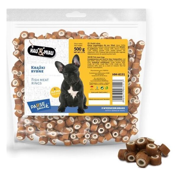 Hau&Miau Pausesnack przysmak dla psa, krążki rybne 500g