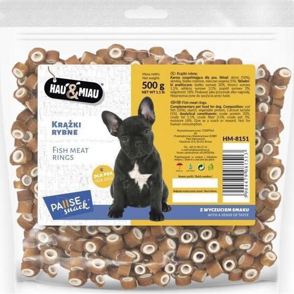 Hau&Miau Pausesnack przysmak dla psa, krążki rybne 500g