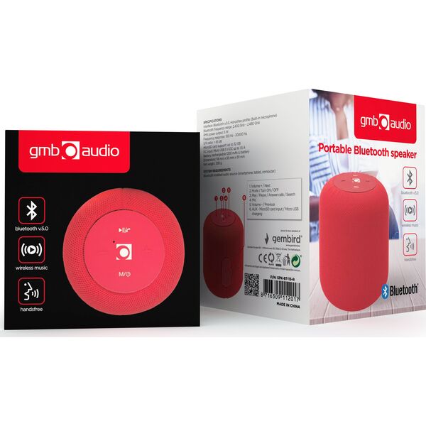 Głośnik Gembird SPK-BT-15-R czerwony (SPK-BT-15-R)