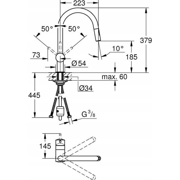 Bateria kuchenna Grohe Kitchen faucet with pull-out hose Grohe MINTA 32321DC2, stainless steel