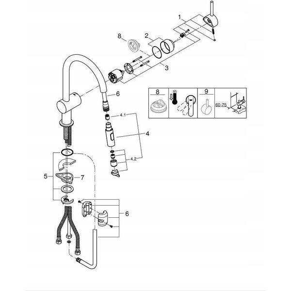 Bateria kuchenna Grohe Kitchen faucet with pull-out hose Grohe MINTA 32321DC2, stainless steel