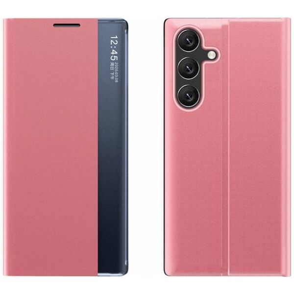 New Sleep Case etui do Samsung Galaxy S25+ pokrowiec z klapką i podstawką - różowe
