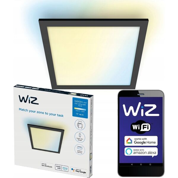 Lampa sufitowa Signify WiZ Panel Deckenleuchte Quadratisch Tunable White 3400lm Schw