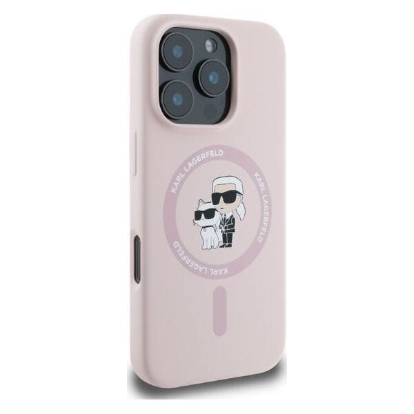 Karl Lagerfeld Karl Lagerfeld KLHMP16LSCMKCRHP iPhone 16 Pro 6.3" różowy/pink hardcase Silicone KC Heads Ring MagSafe