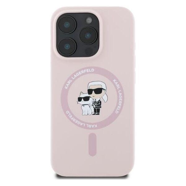 Karl Lagerfeld Karl Lagerfeld KLHMP16LSCMKCRHP iPhone 16 Pro 6.3" różowy/pink hardcase Silicone KC Heads Ring MagSafe