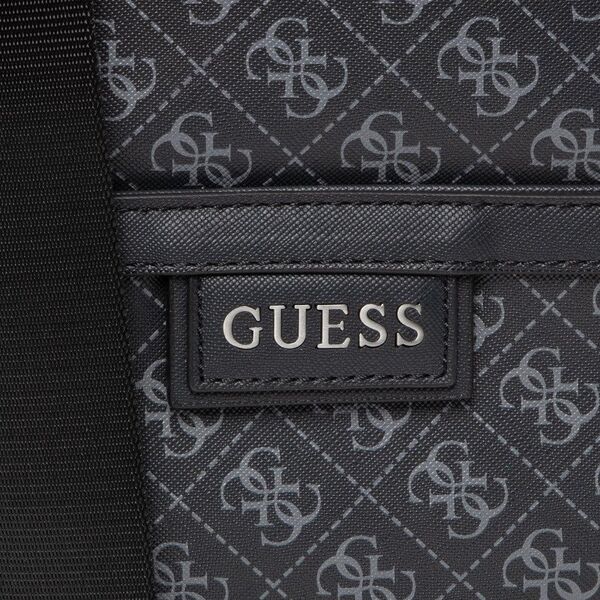 Guess, Dan, Flat Top Zip, Textile Crossbody Bag, Black, For Men For Men
