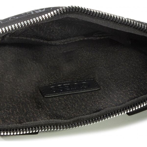 Guess, Dan, Flat Top Zip, Textile Crossbody Bag, Black, For Men For Men