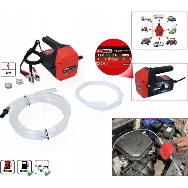 KS Tools Elektrinis alyvos išsiurbimo ir perpumpavimo siurblys, 12V, KS Tools 13414541 4042146885123