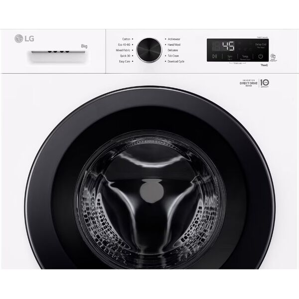 LG Washing Machine | F4X1008NWK | Energy efficiency class A | Front loading | Washing capacity 8 kg | 1350 RPM | Depth 56 cm | Width 60 cm | LED | Steam function | Direct drive | Wi-Fi | White one size