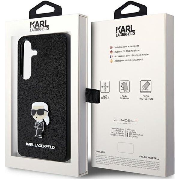 Karl Lagerfeld Karl Lagerfeld KLHCS24SGKNPSK S24 S921 black/black hardcase Fixed Glitter Ikonik Logo Metal Pin