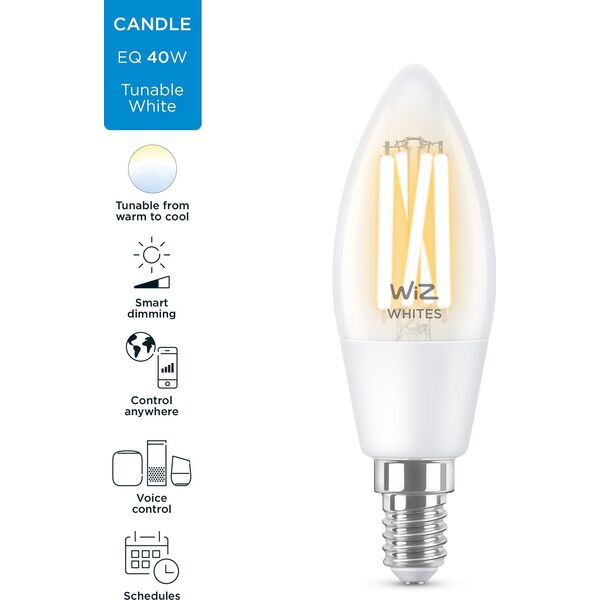 Signify WiZ Filament 40W E14 Kerzenform Clear Einzelpack