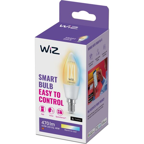 Signify WiZ Filament 40W E14 Kerzenform Clear Einzelpack