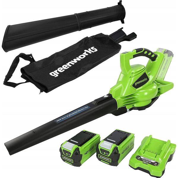 Greenworks Akumuliatorinis lapų siurblys-pūstuvas Greenworks GD24X2BVK4X| 2x24 V| 2x4,0 Ah akum.