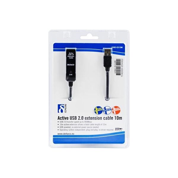 Kabel USB Deltaco Deltaco USB2-EX10M - USB forlængerkabel