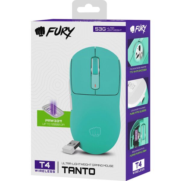 Mysz Fury Tanto T4 Wireless Miętowa (NFU-2205)