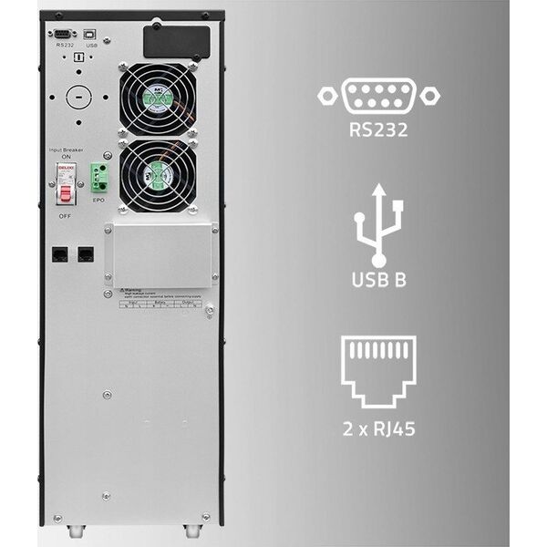Dysan Zasilacz awaryjny UPS Qoltec 6kVA | 6000W | Power Factor 1.0 | LCD | EPO | USB | On-line