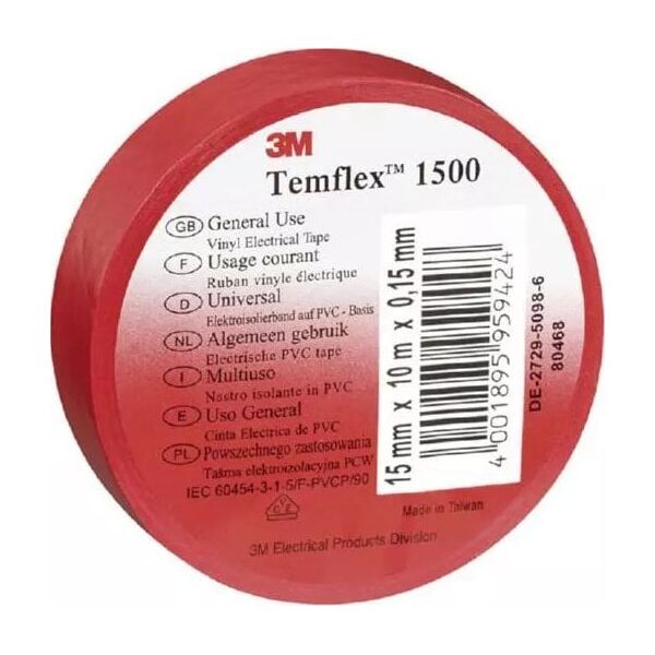 3M Ταινία μόνωσης 3M Temflex 1500 DE272951166 19mmx20m κόκκινη