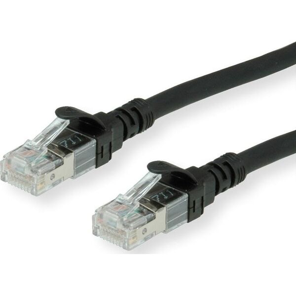 Καλώδιο Patch Roline ROLINE - RJ-45 (Α) σε RJ-45 (Α) - 15 μ - UTP - CAT 6a - χωρίς αλογόνα, διαμορφωμένο, πλεκτό - μαύρο (21.15.2758)