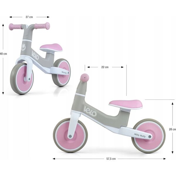 Rowerek biegowy Milly Mally Rowerek Biegowy Velo Pink