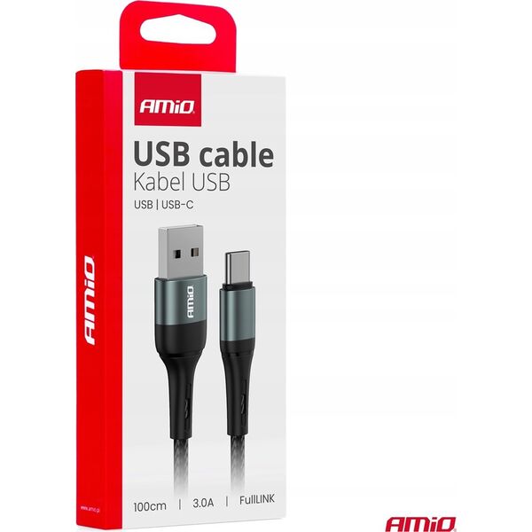 Kabel USB AMiO Kabel do ładowania usb-a - usb-c 3a 100cm fulllink amio-03911