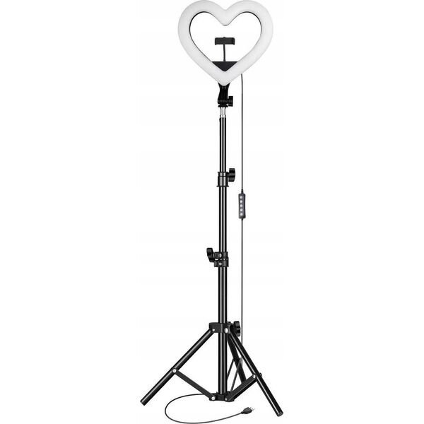 Lampa pierścieniowa OEM Lampa LED Ring / Heart Stream RGB pierścieniowa 10 cali FULL COLOR z uchwytem na telefon + statyw JM26-10