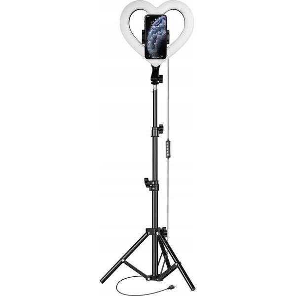 Lampa pierścieniowa OEM Lampa LED Ring / Heart Stream RGB pierścieniowa 10 cali FULL COLOR z uchwytem na telefon + statyw JM26-10