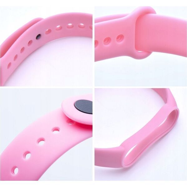 OEM Pasek silikonowy do XIAOMI Mi Band 5 / 6 / 7 różowy (37)