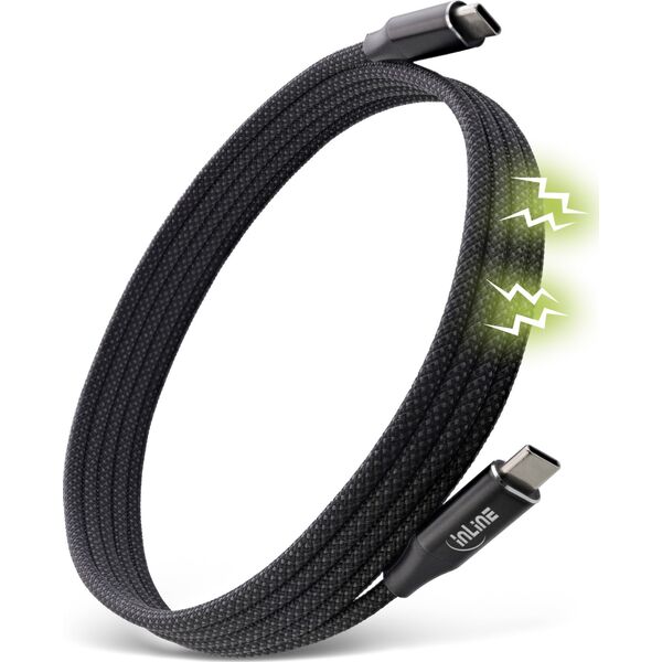Kabel USB InLine InLine® Magnetic USB-C cable, USB-C male/male, 100W, black, 1m